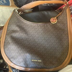 Michael Kors Tan and Black Hobo Bag